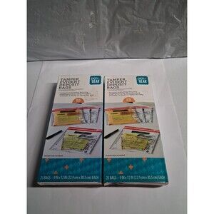 (2) Tamper Evident Deposit Bags 25 Pack Pen Gear Brand 9x12 Tamper Evident Bags